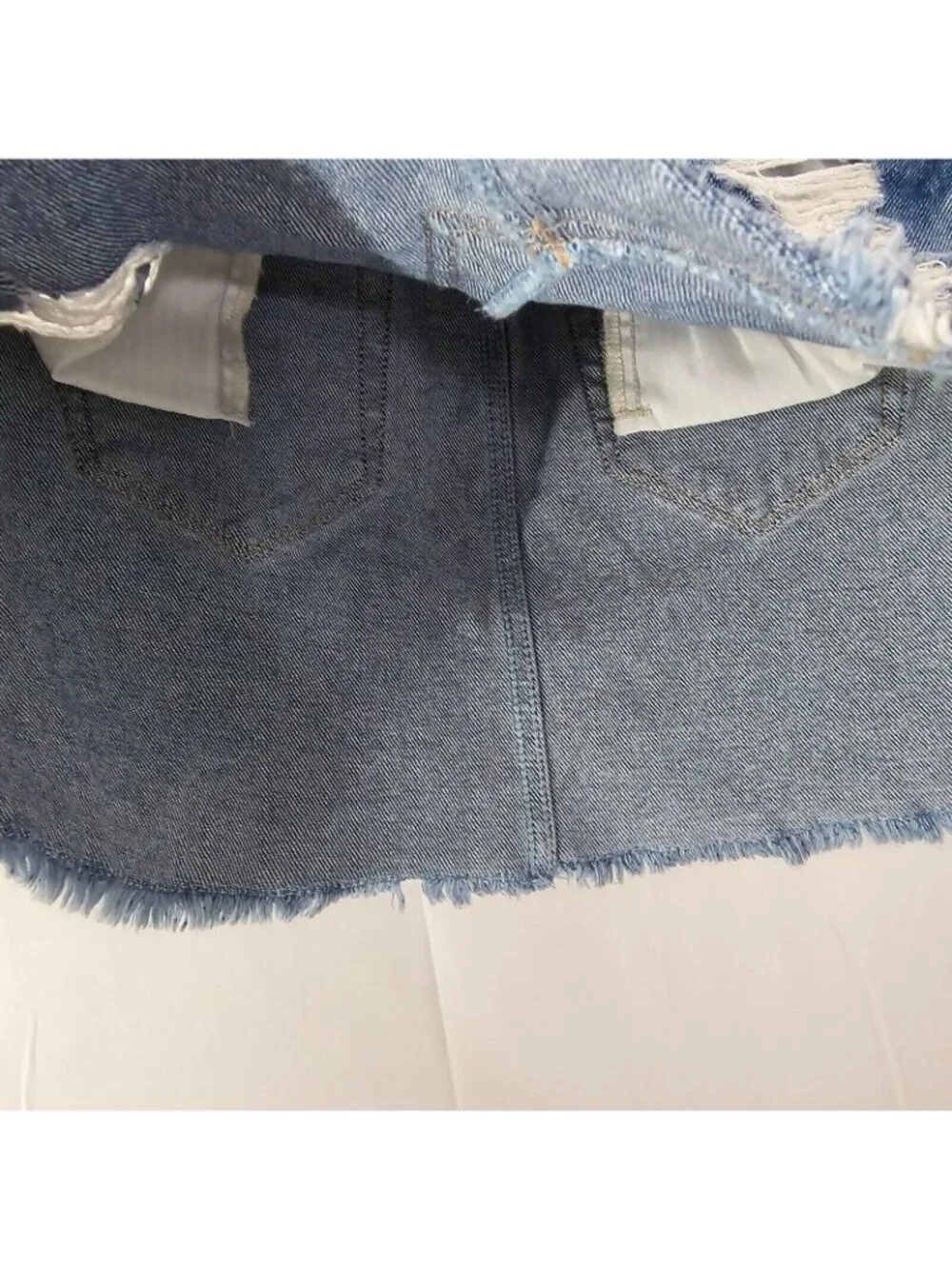 Hollister Denim Skirt Womens 1/25 Blue High Rise Vintage Stretch Distressed